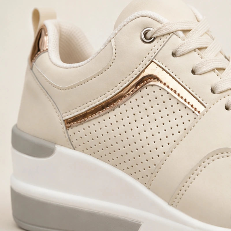 Aria Wedge Orthopedic Sneaker - Ivory - wedge sneakers - Hendlys - Image 3