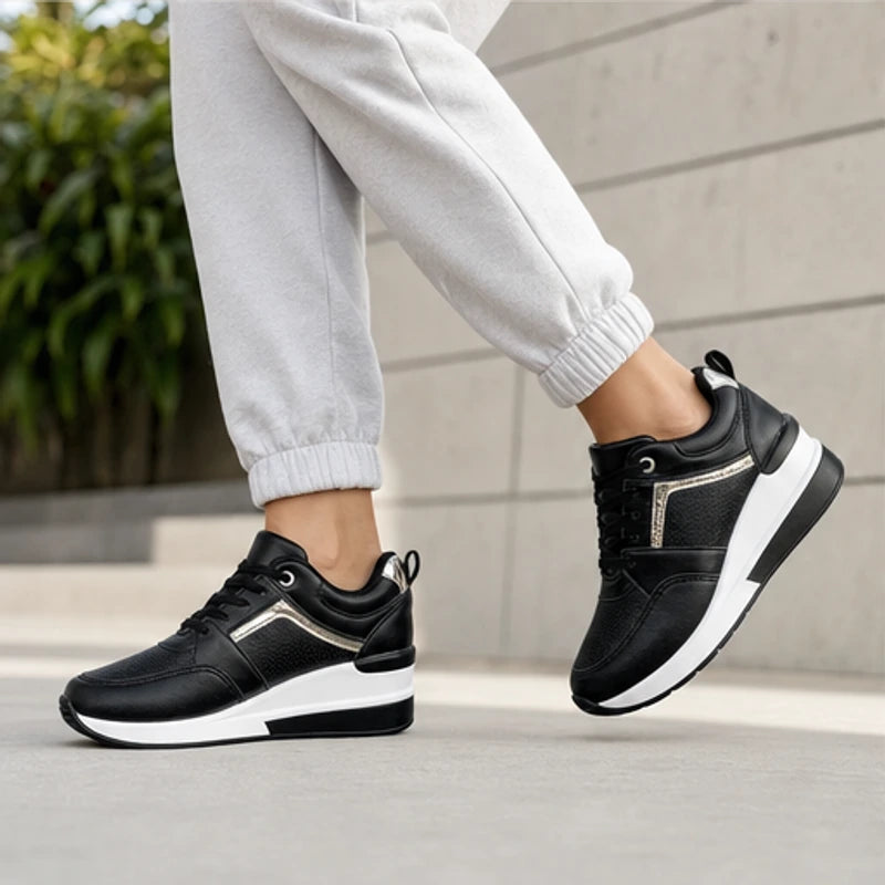 Aria Wedge Orthopedic Sneaker - Black - platform sneakers - Hendlys - Image 5