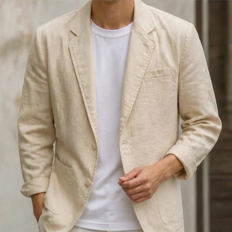 Ashford Linen Blazer - Khaki - Jackets - Hendlys - Image 1
