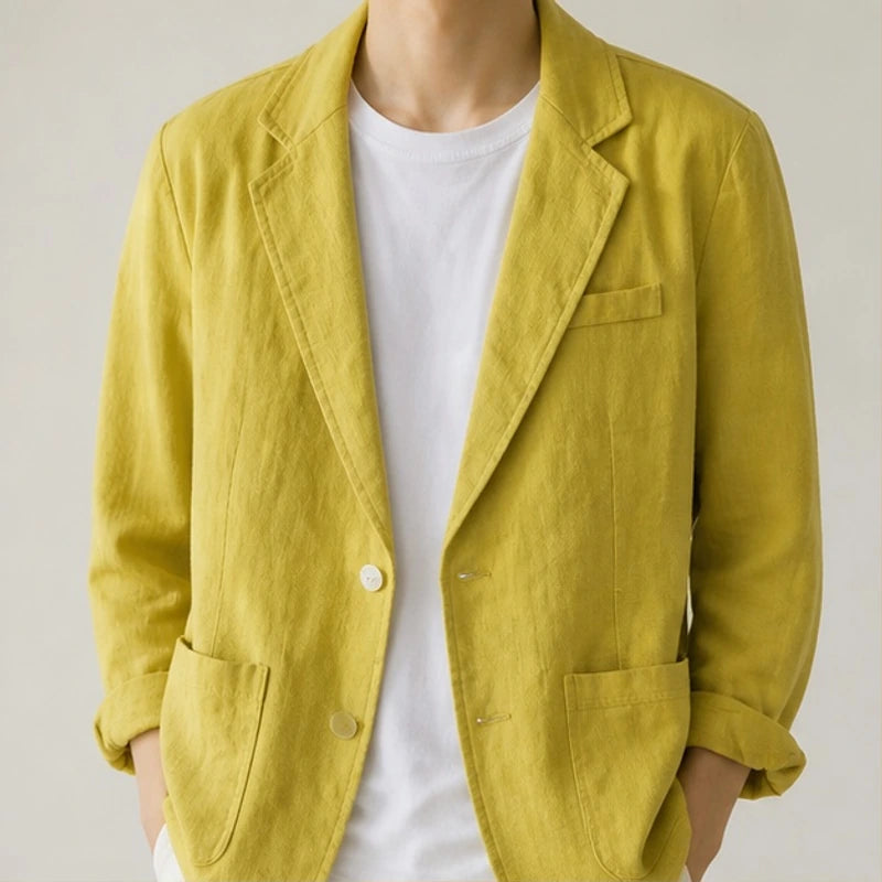 Ashford Linen Blazer - Yellow - Jackets - Hendlys - Image 1