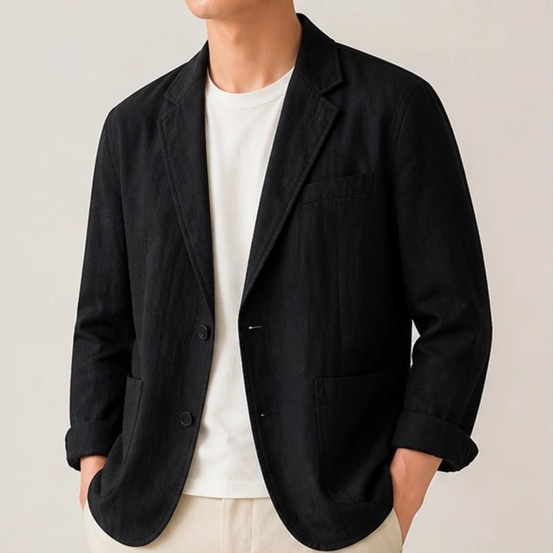 Ashford Linen Blazer - Black - Jackets - Hendlys - Image 1