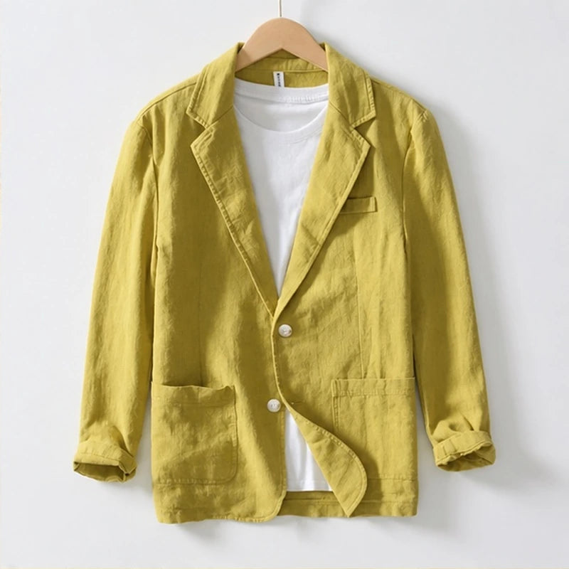 Ashford Linen Blazer - Yellow - men's blazer - Hendlys - Image 2