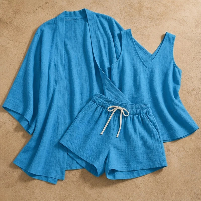 Aurelia Women's Lightweight Linen 3 Piece Set - Blue - 3 piece set - Hendlys - Image 3
