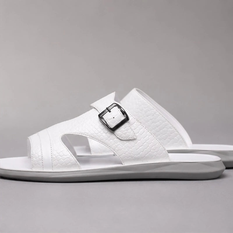Auremont Croc-Embossed Slide Sandals - White - slide sandals - Hendlys - Image 3
