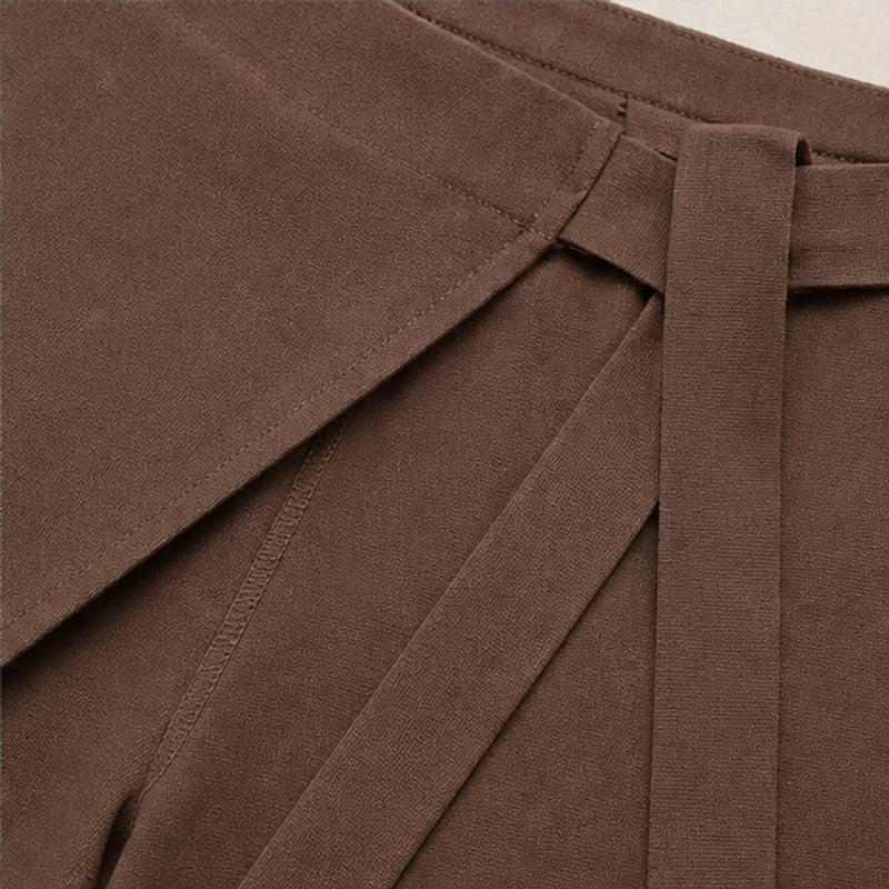 Aveline Tie-Waist Culotte Pants - Chocolate Brown - wide leg - Hendlys - Image 4