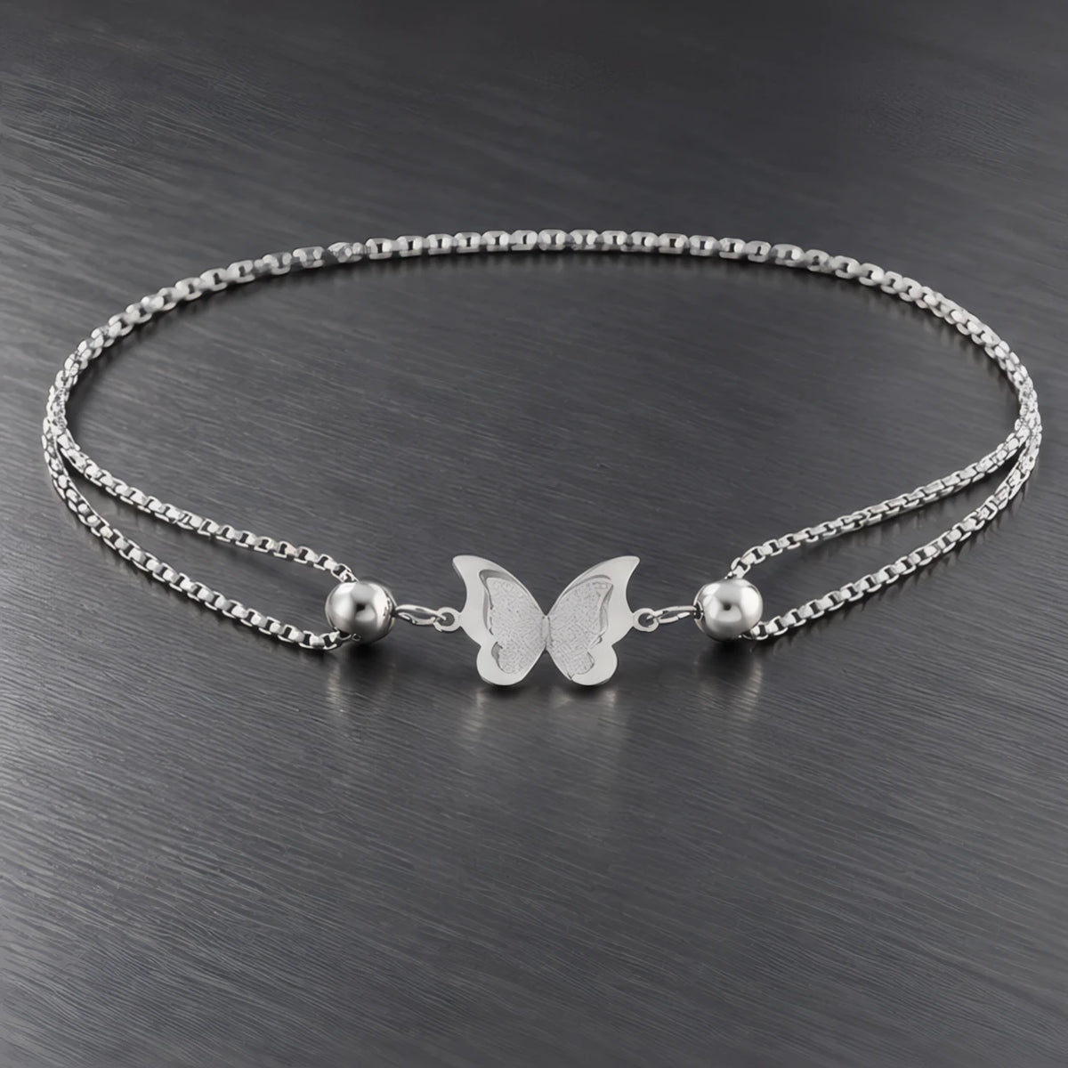Avenelle Butterfly Double Box Chain Anklet - Silver - accessories - Hendlys - Image 3