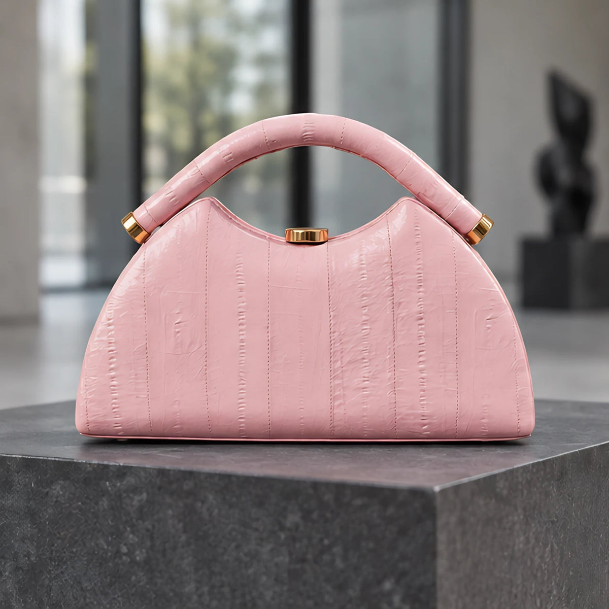 Avielle Structured Leather Top Handle Handbag - Pink - Bags & Accessories > Handbags > Top Handle Handbags - Hendlys - Image 2