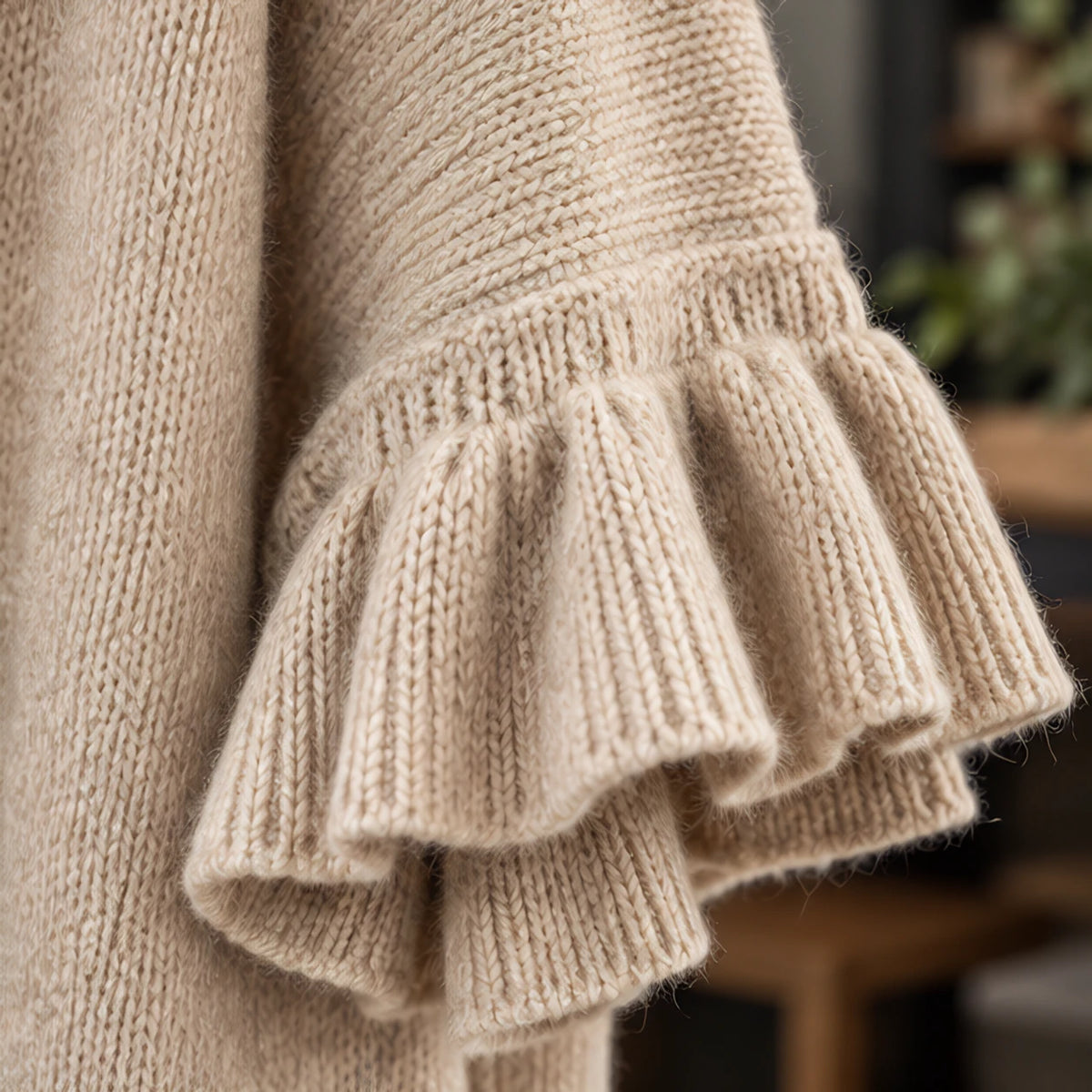 Avielle Women's Ruffle-Cuff Three-Quarter Sleeve Cardigan - Khaki - relisted - Hendlys - Image 4