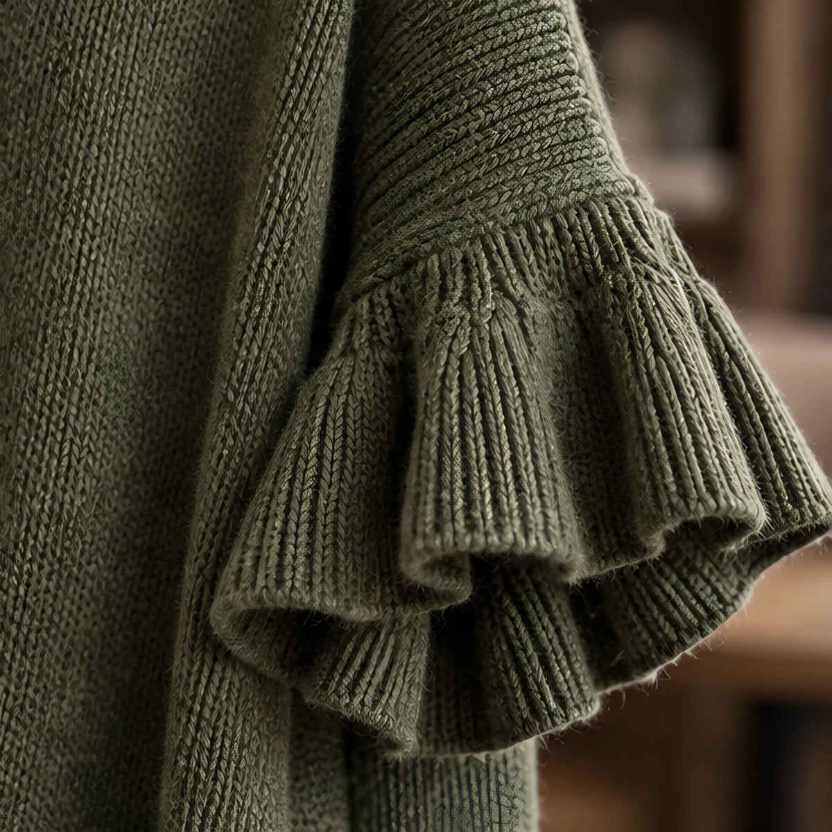 Avielle Women's Ruffle-Cuff Three-Quarter Sleeve Cardigan - Green - relisted - Hendlys - Image 4