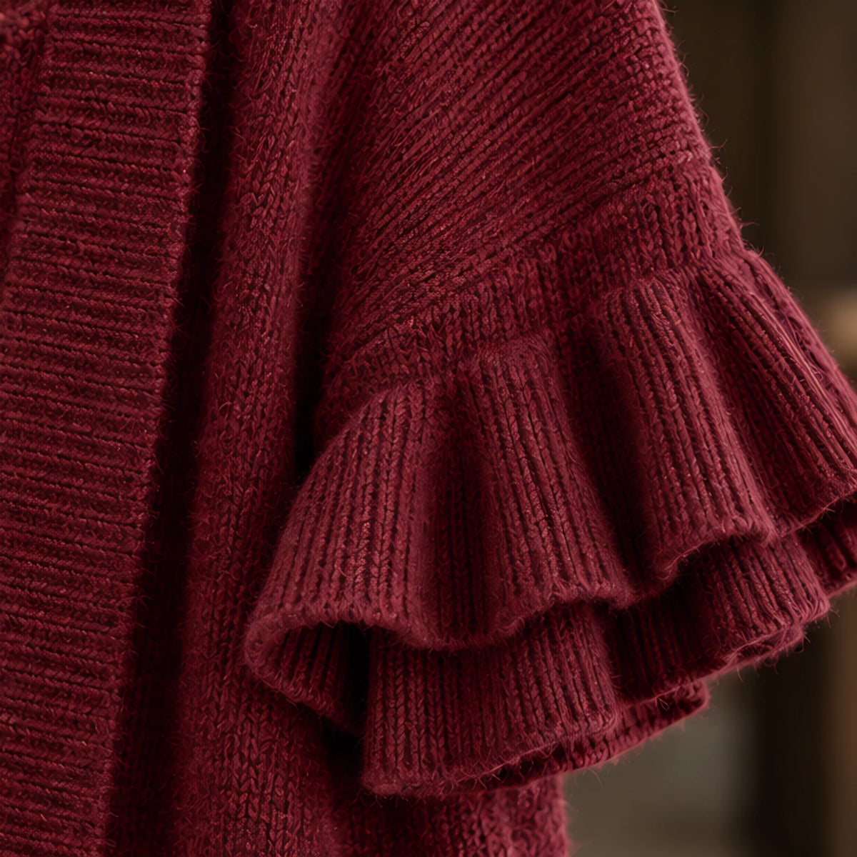 Avielle Women's Ruffle-Cuff Three-Quarter Sleeve Cardigan - Red - relisted - Hendlys - Image 4