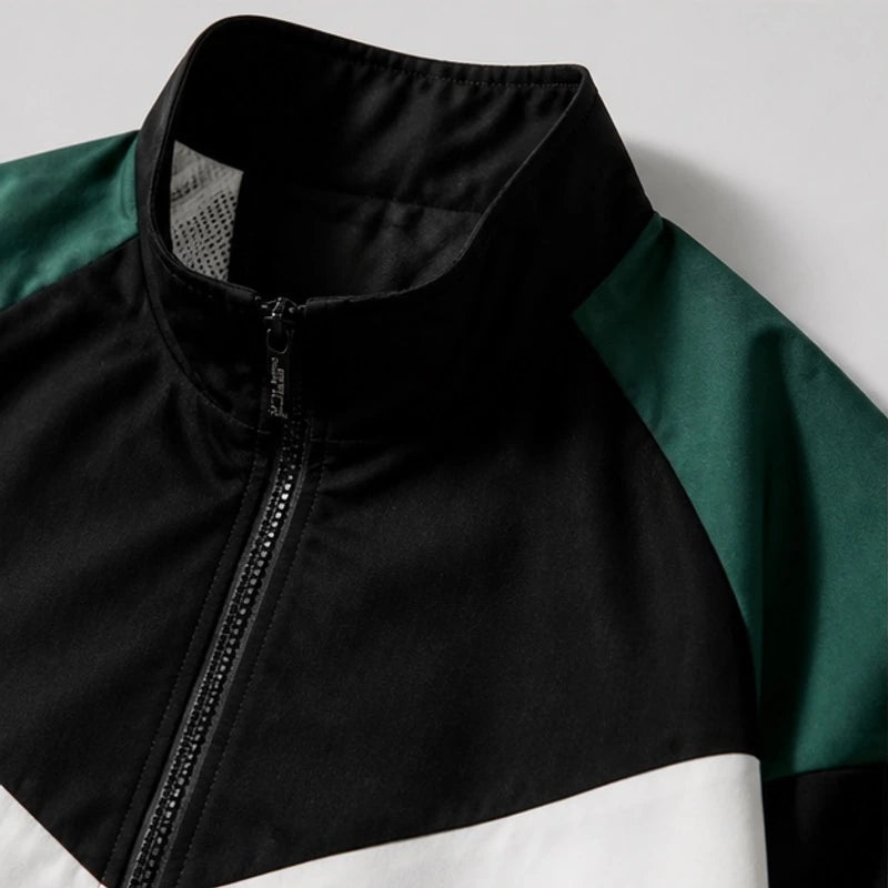 Axton Colorblock Windbreaker Jacket - White & Black Collar - Clothing > Outerwear > Windbreaker Jackets - Hendlys - Image 2