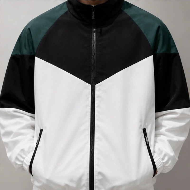 Axton Colorblock Windbreaker Jacket - White & Black Collar - outerwear - Hendlys - Image 4
