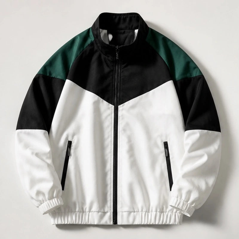 Axton Colorblock Windbreaker Jacket - White & Black Collar - windbreaker jacket - Hendlys - Image 3