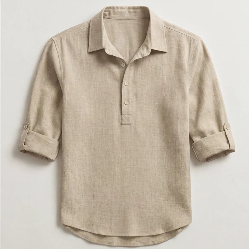 Porto Henley Shirt - Sand - henley shirt - Hendlys - Image 3