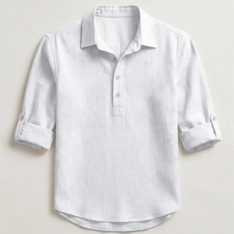 Porto Henley Shirt - White - henley shirt - Hendlys - Image 3