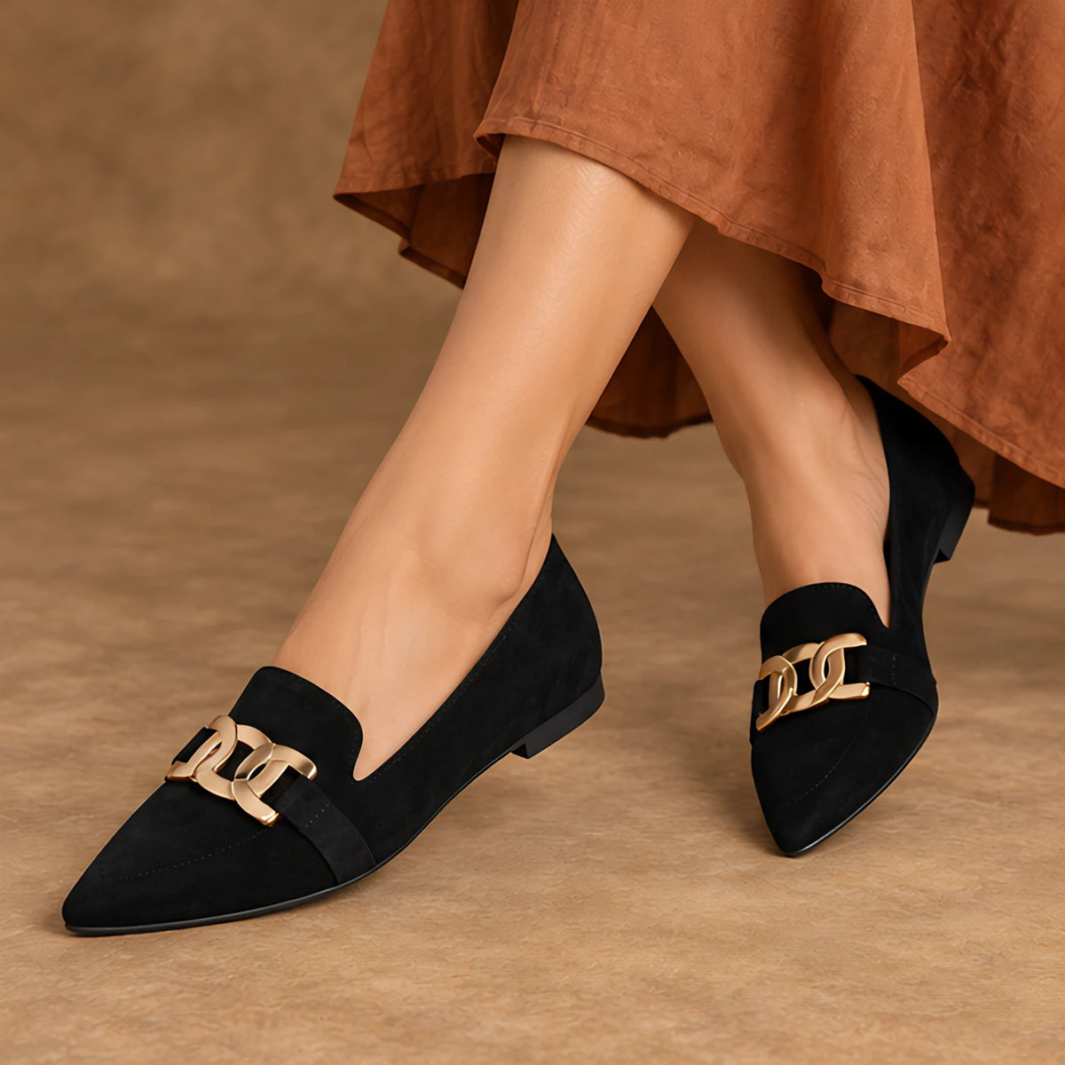 Beatrice Women's Low-Heel Suede Loafers - Black - Women's Footwear > Loafers > Suede Loafers - Hendlys - Image 4