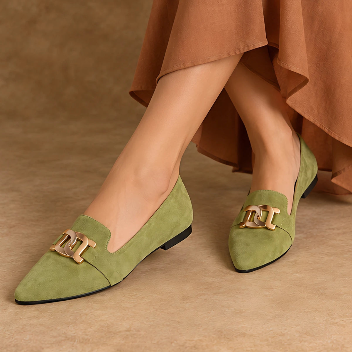 Beatrice Women's Low-Heel Suede Loafers - Matcha Green - Women's Footwear > Loafers > Suede Loafers - Hendlys - Image 4