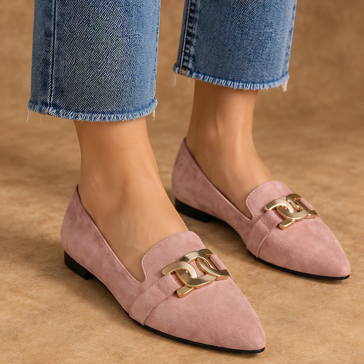 Beatrice Women's Low-Heel Suede Loafers - Pink - Women's Footwear > Loafers > Suede Loafers - Hendlys - Image 1