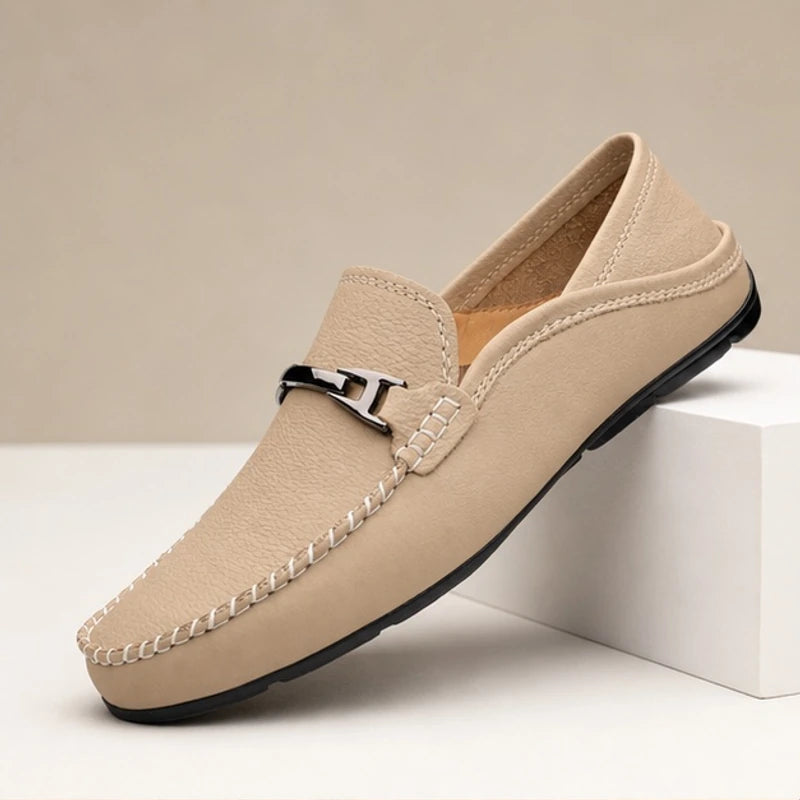 Belcourt Leather Loafers - Khaki - Shoes - Hendlys - Image 1