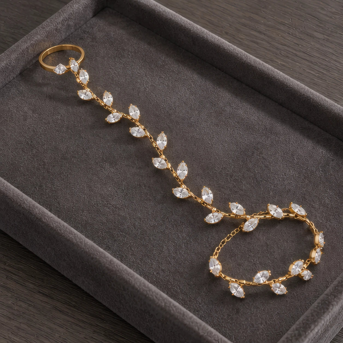 Bellisse Crystal Vine Handpiece - Gold - Women's Accessories > Jewelry > Hand Chains - Hendlys - Image 2