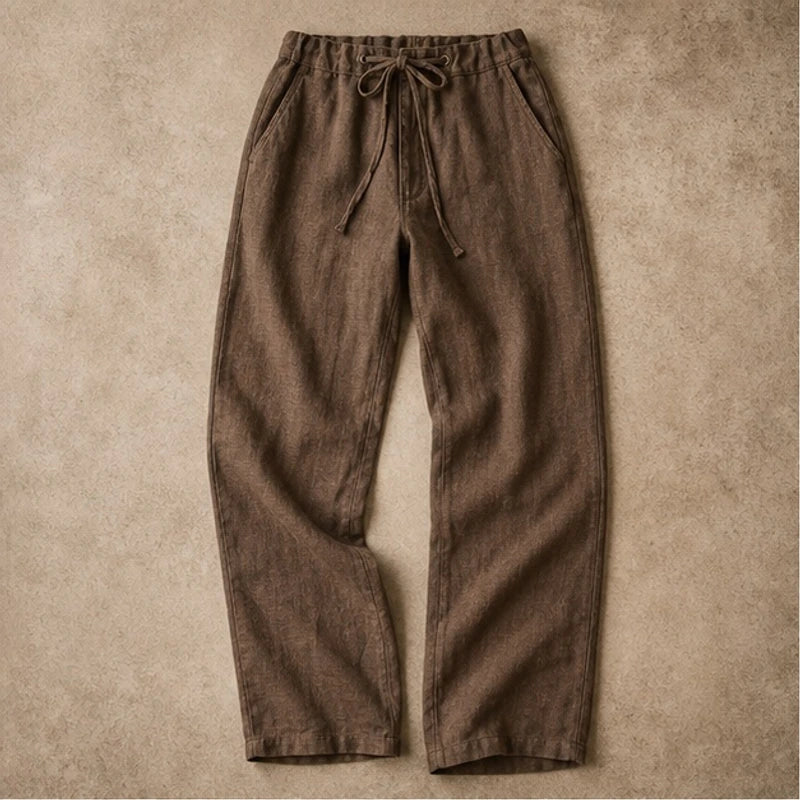Binatchi Linen Trousers - Brown - tailored trousers - Hendlys - Image 4