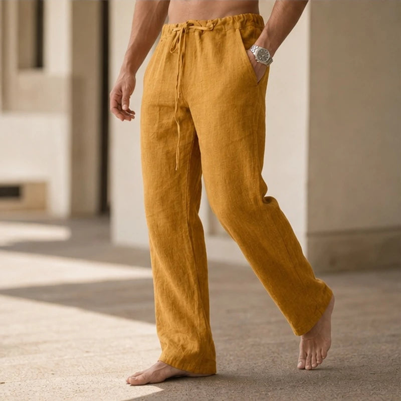 Binatchi Linen Trousers - Gold - Pants - Hendlys - Image 1