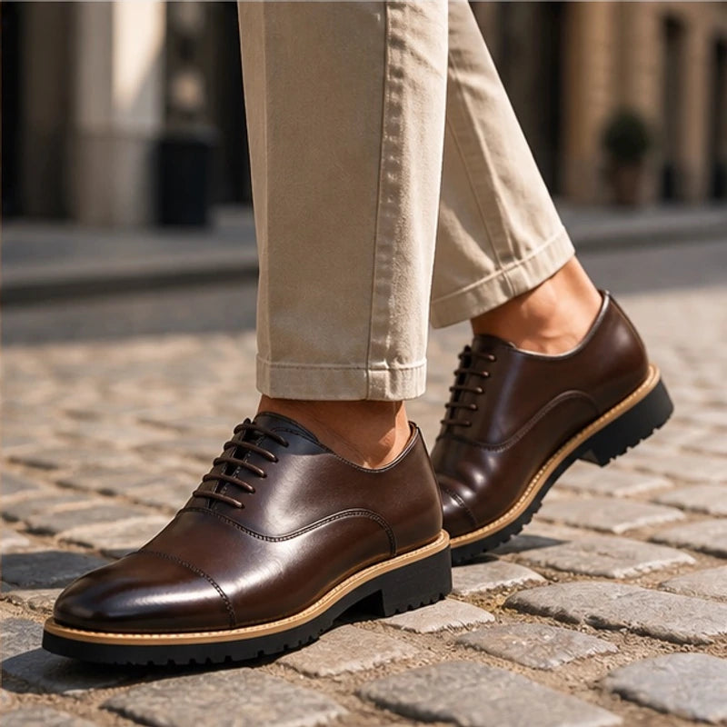 Blaine Cushioned Leather Dress Shoes - Brown - men's dress shoes - Hendlys - Image 2