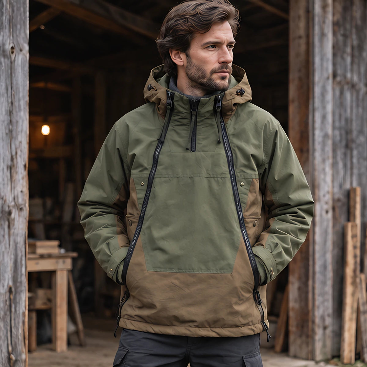 Breccan Men's Double-Zip Utility Jacket - Green - Men's Jackets - Hendlys - Image 2