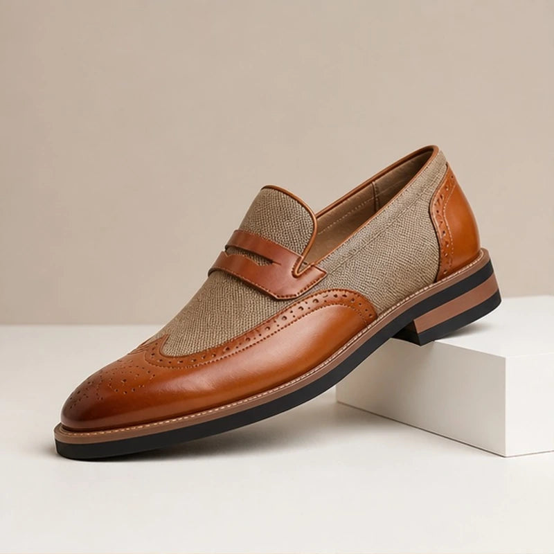 Brexton Leather Brogue Loafers - Brown - Flats - Hendlys - Image 4