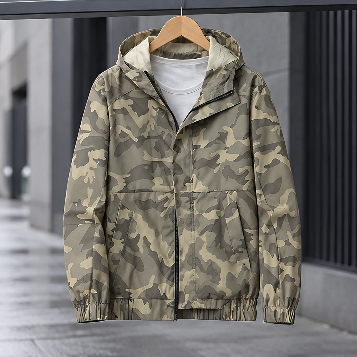 Briarcliff Men's Camouflage Hooded Windbreaker Jacket - Beige - apparel - Hendlys - Image 2