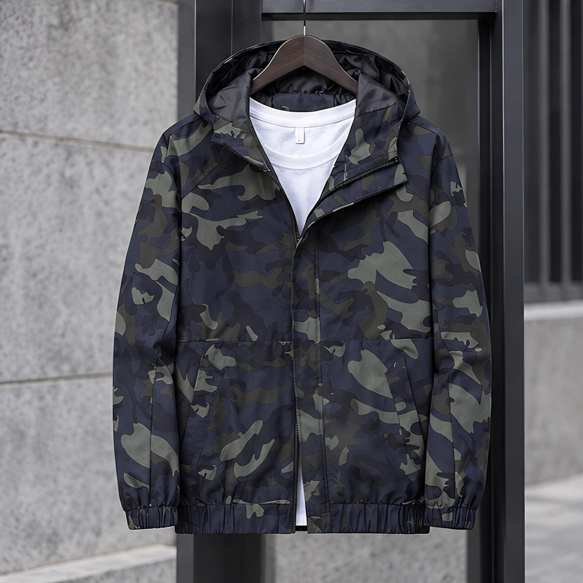 Briarcliff Men's Camouflage Hooded Windbreaker Jacket - Navy - Apparel > Outerwear > Hooded Windbreaker Jackets - Hendlys - Image 3
