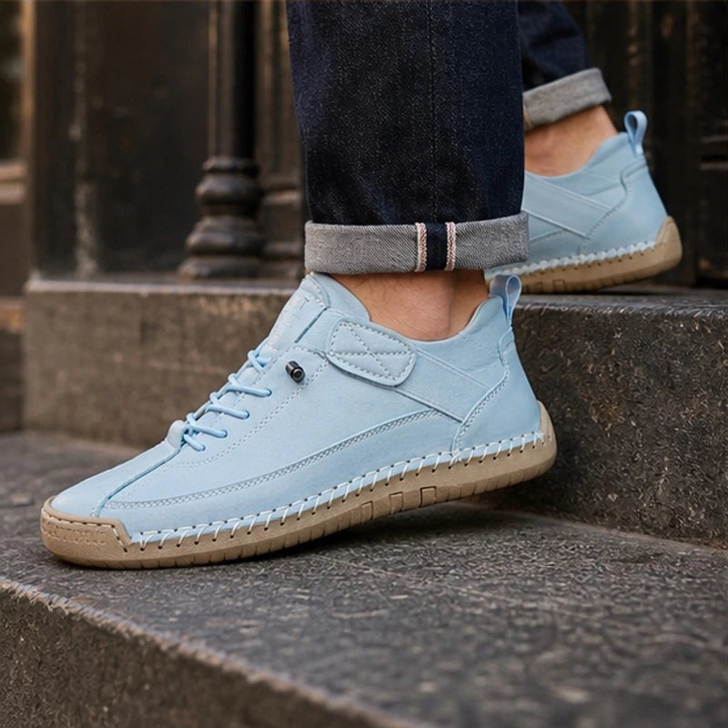 Briarwood Leather Sneakers - Light Blue - leather sneakers - Hendlys - Image 3