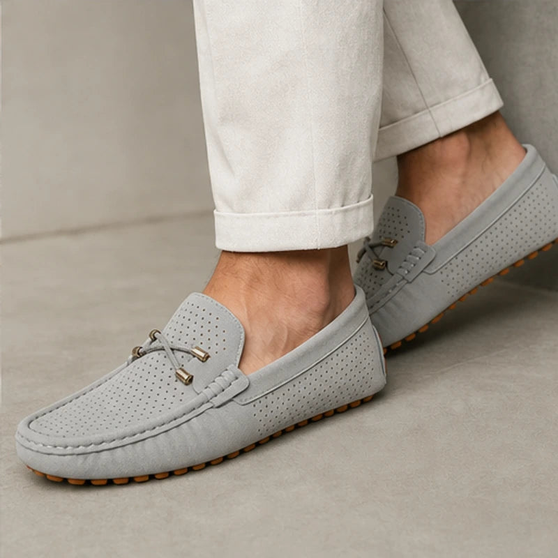 San Marco Woven Leather Loafer - Gray - perforated leather - Hendlys - Image 6