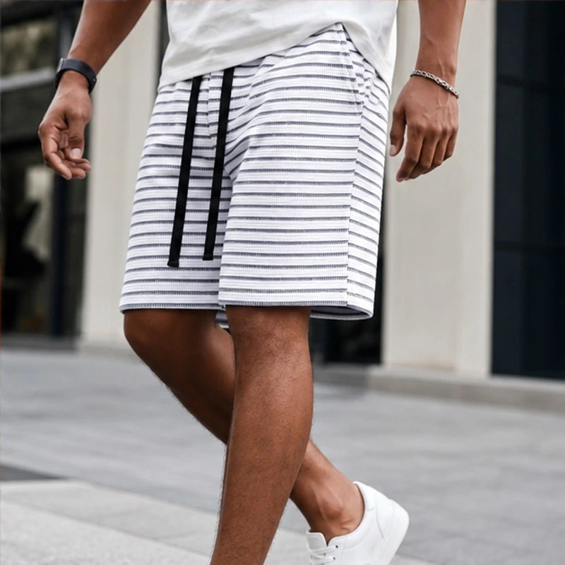 Calder Stripe Shorts - White - Shorts - Hendlys - Image 1