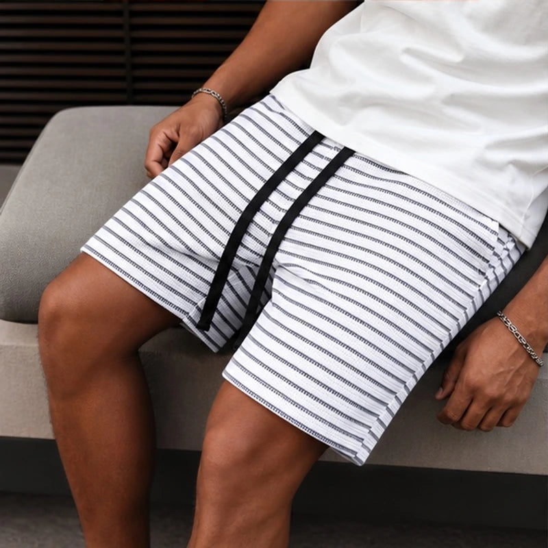 Calder Stripe Shorts - White - men's shorts - Hendlys - Image 2