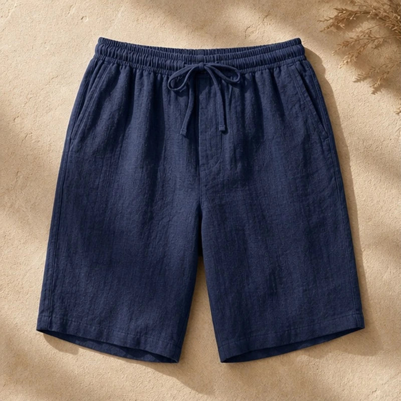 Callum Knee-Length Linen Shorts - Deep Navy - men's shorts - Hendlys - Image 2
