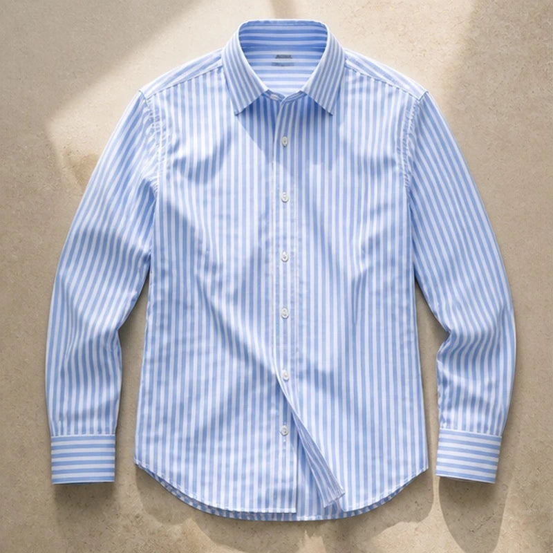 Calmere Stripe Button Shirt - Light Blue - striped shirt - Hendlys - Image 3