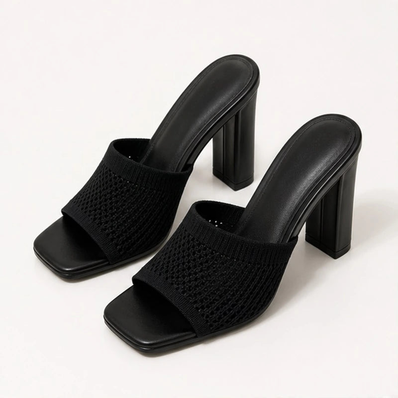 Camille Soft Knit Platform Sandals - Black - platform sandals - Hendlys - Image 3