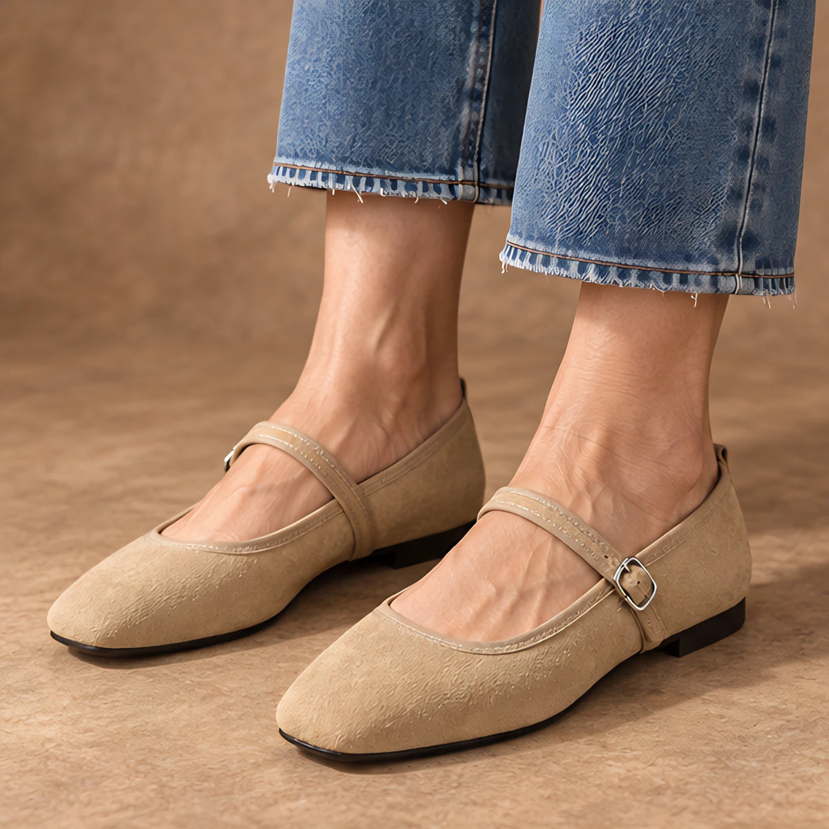 Camille Women's Orthopedic Mary Jane Flats - Beige - Women's Footwear > Flats > Mary Jane Flats - Hendlys - Image 1