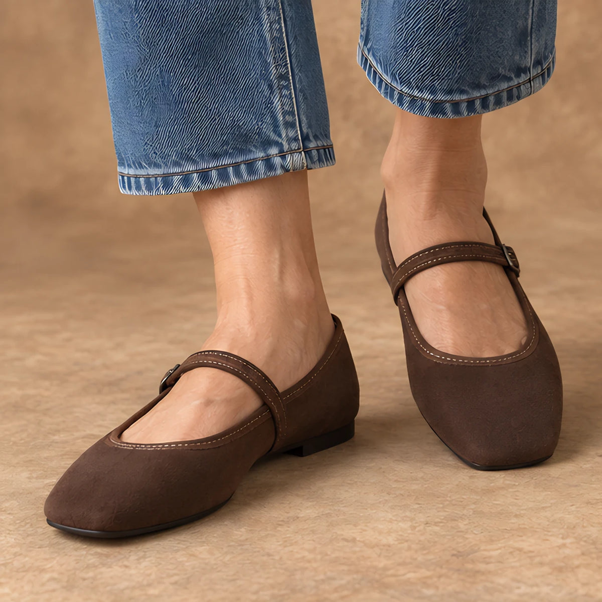 Camille Women's Orthopedic Mary Jane Flats - Brown - Women's Footwear > Flats > Mary Jane Flats - Hendlys - Image 1