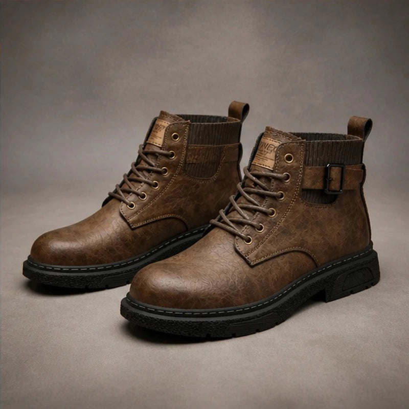Carrick Serrated Tread Leather Boots - Brown - men's boots - Hendlys - Image 2