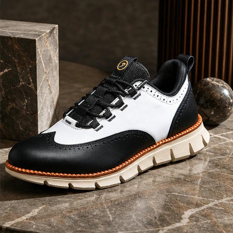 Carrington Brogue Sneaker - White & Black - men's sneakers - Hendlys - Image 2