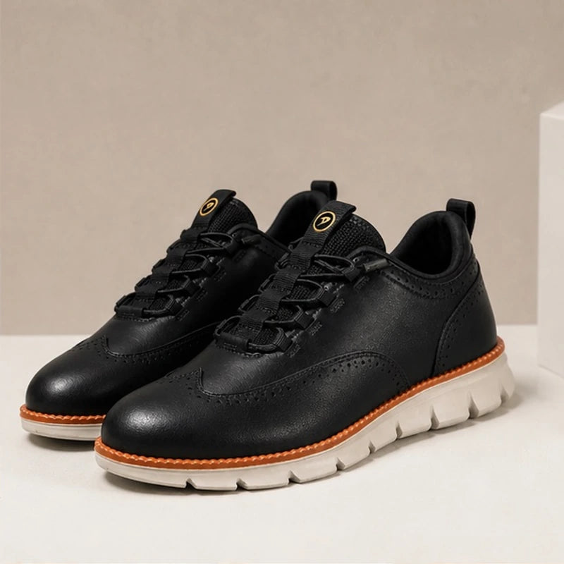 Cavendish Leather Wingtip Sneaker - Carbon Black - leather sneakers - Hendlys - Image 3