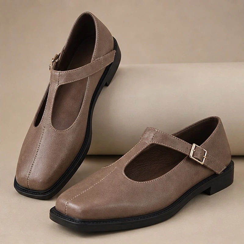 Celeste Leather Mary Janes - Gray - leather shoes - Hendlys - Image 3