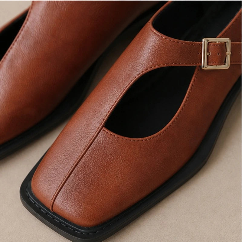 Celeste Leather Mary Janes - Brown - leather shoes - Hendlys - Image 3