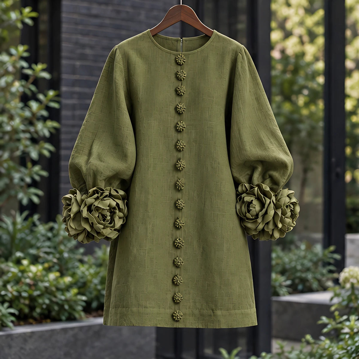 Clarissa Women's Ruffle Sleeve Mini Dress - Olive Green - VD - Hendlys - Image 3
