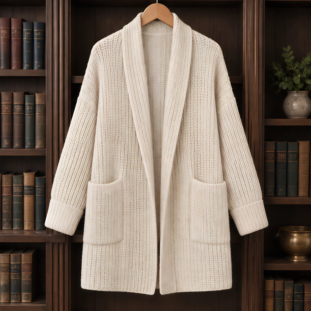 Cybele Women's Chunky Open-Front Cardigan - Beige - Women's Clothing > Sweaters & Cardigans > Cardigans - Hendlys - Image 3