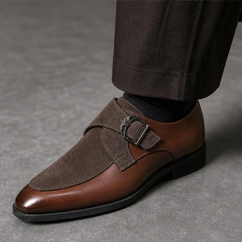 Stonebridge Suede Monk Shoe - Tobacco - monk strap - Hendlys - Image 3