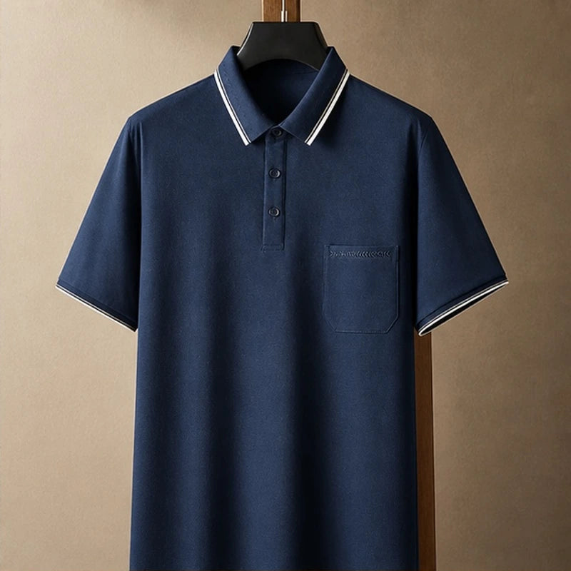 Darrow Short Sleeve Polo Shirt - Dark Blue - Polo Shirts - Hendlys - Image 2