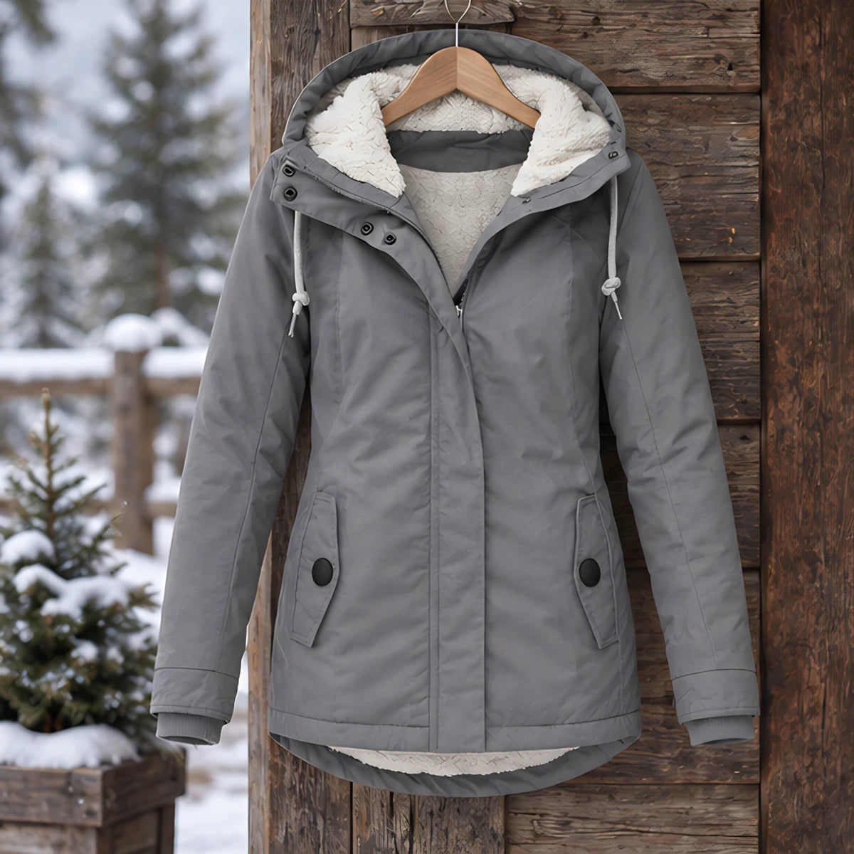 Delaney Women's Sherpa Lined Parka - Gray - ai-processed - Hendlys - Image 3